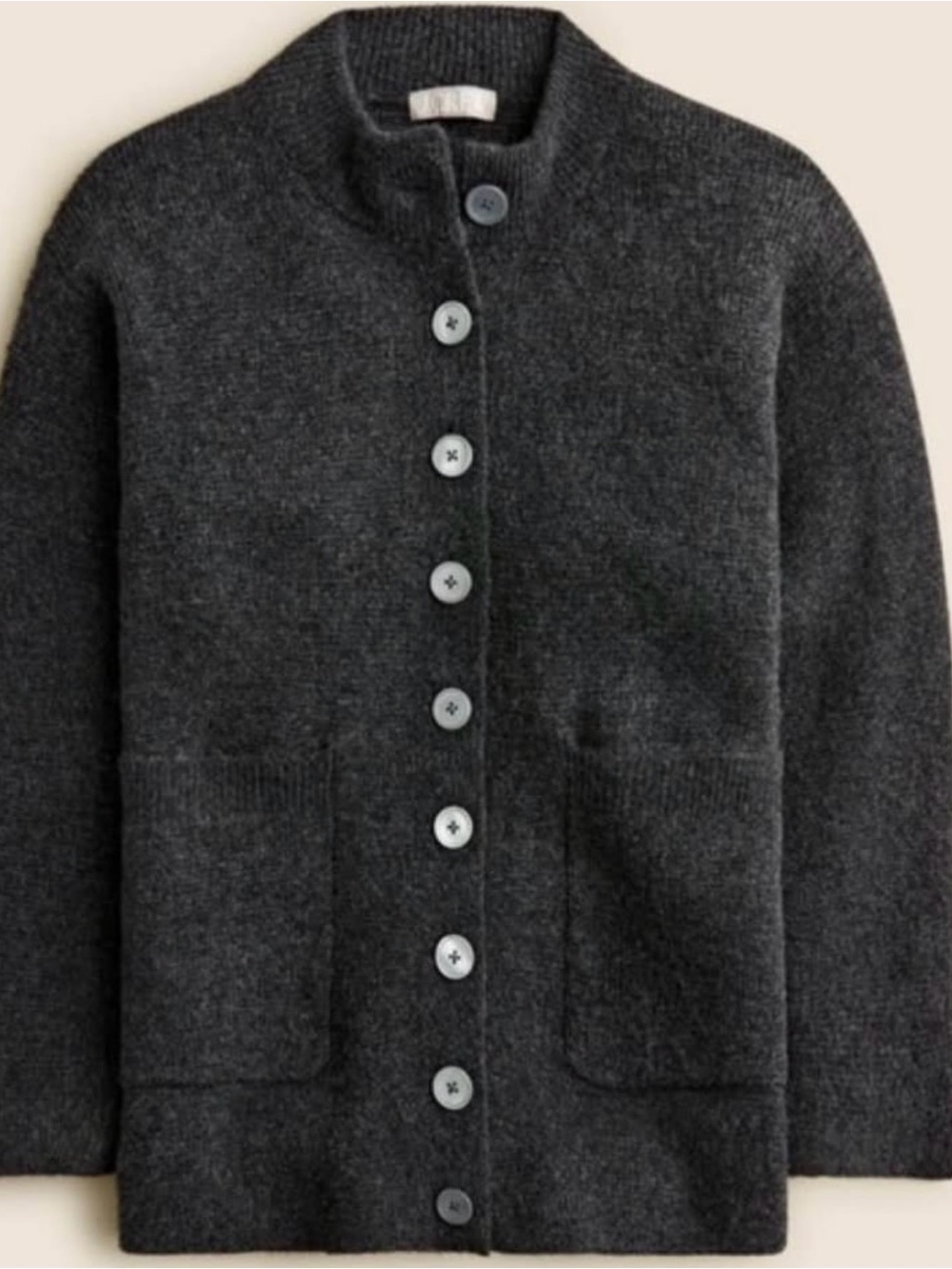 J. Crew Relaxed Milano Stitch Cardigan Sweater Gray Merino Blend Women’s NWT